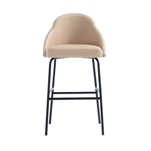 Manhattan Comfort Gracie Modern Metal Upholstered Barstool in Tan and Black