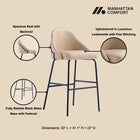 Manhattan Comfort Gracie Modern Metal Upholstered Barstool in Tan and Black