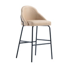 Manhattan Comfort Gracie Modern Metal Upholstered Barstool in Tan and Black