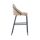 Manhattan Comfort Gracie Modern Metal Upholstered Barstool in Tan and Black