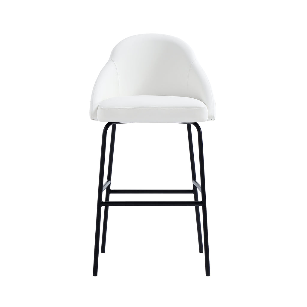 Manhattan Comfort Gracie Modern Metal Upholstered Barstool in White and Black
