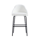 Manhattan Comfort Gracie Modern Metal Upholstered Barstool in White and Black