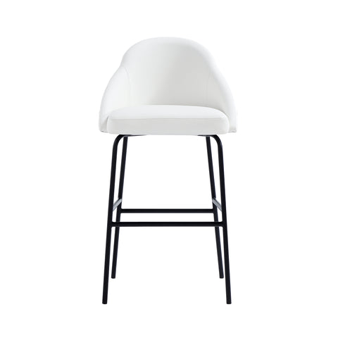 Manhattan Comfort Gracie Modern Metal Upholstered Barstool in White and Black