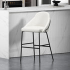Manhattan Comfort Gracie Modern Metal Upholstered Barstool in White and Black