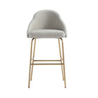 Manhattan Comfort Gracie Modern Metal Upholstered Barstool in Stone Gray and Gold