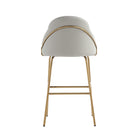Manhattan Comfort Gracie Modern Metal Upholstered Barstool in Stone Gray and Gold