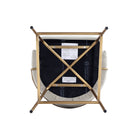 Manhattan Comfort Gracie Modern Metal Upholstered Barstool in Stone Gray and Gold