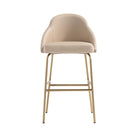 Manhattan Comfort Gracie Modern Metal Upholstered Barstool in Tan and Gold