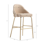 Manhattan Comfort Gracie Modern Metal Upholstered Barstool in Tan and Gold