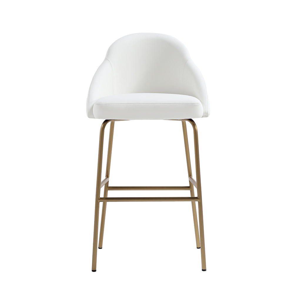 Manhattan Comfort Gracie Modern Metal Upholstered Barstool in White and Gold