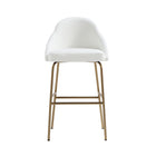 Manhattan Comfort Gracie Modern Metal Upholstered Barstool in White and Gold