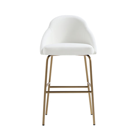 Manhattan Comfort Gracie Modern Metal Upholstered Barstool in White and Gold
