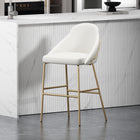 Manhattan Comfort Gracie Modern Metal Upholstered Barstool in White and Gold