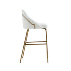 Manhattan Comfort Gracie Modern Metal Upholstered Barstool in White and Gold