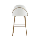 Manhattan Comfort Gracie Modern Metal Upholstered Barstool in White and Gold