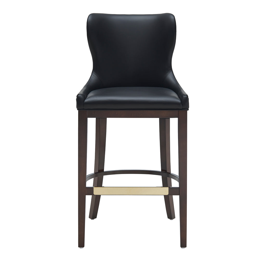 Manhattan Comfort Blair Modern Wood Upholstered Barstool in Black