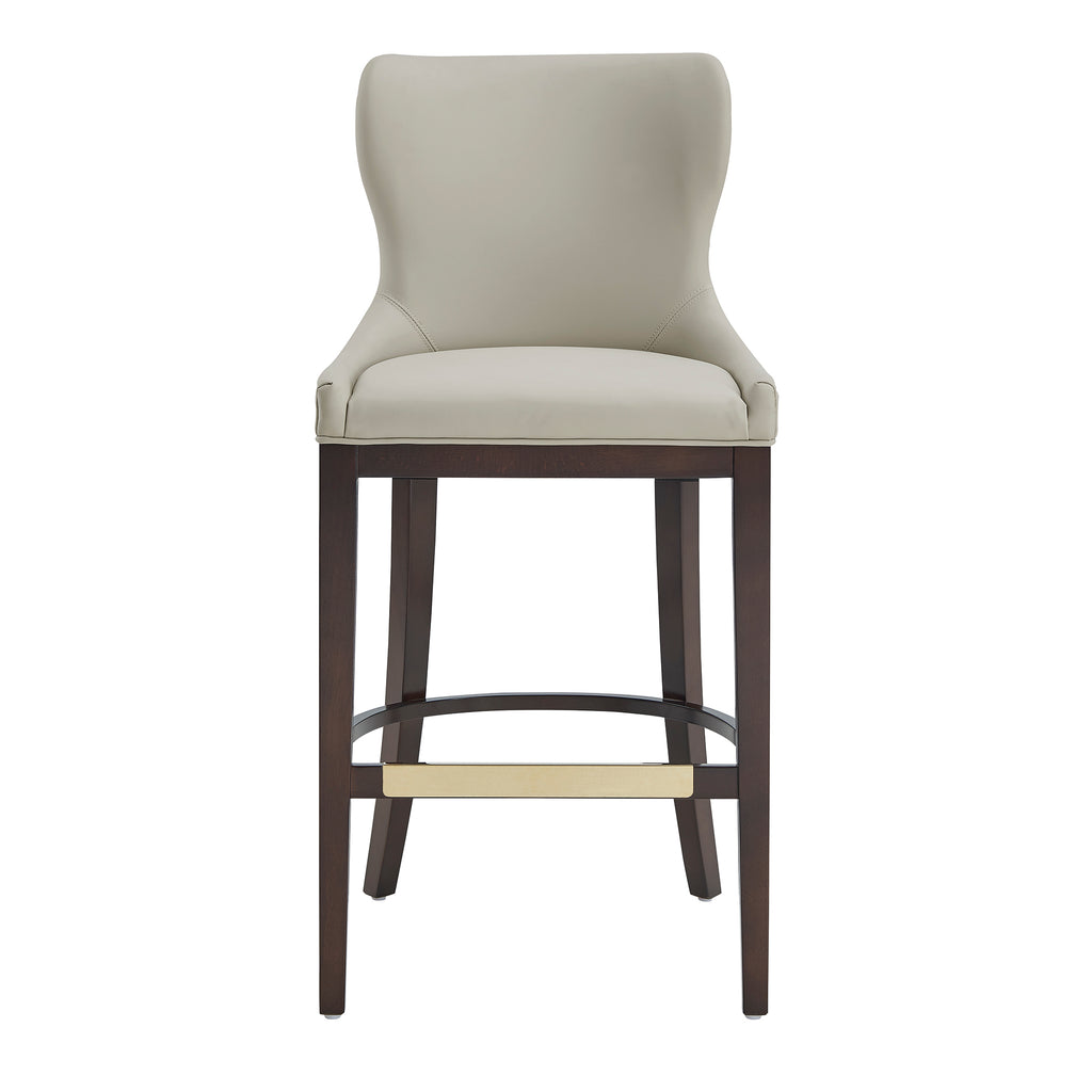 Manhattan Comfort Blair Modern Wood Upholstered Barstool in Stone
