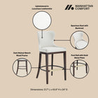 Manhattan Comfort Blair Modern Wood Upholstered Barstool in White