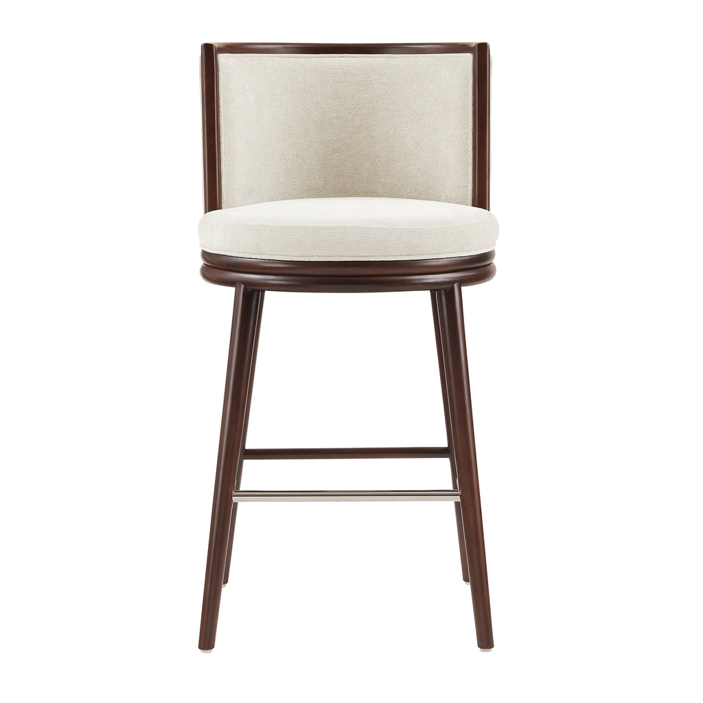 Manhattan Comfort Evalyn Modern Wood Upholstered Barstool in Cream