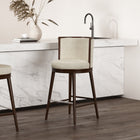 Manhattan Comfort Evalyn Modern Wood Upholstered Barstool in Cream