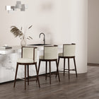 Manhattan Comfort Evalyn Modern Wood Upholstered Barstool in Cream