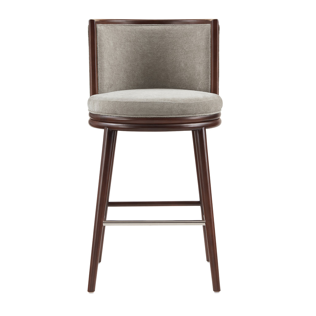 Manhattan Comfort Evalyn Modern Wood Upholstered Barstool in Dove