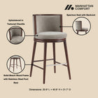 Manhattan Comfort Evalyn Modern Wood Upholstered Barstool in Dove