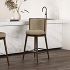 Manhattan Comfort Evalyn Modern Wood Upholstered Barstool in Natural