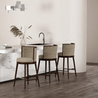 Manhattan Comfort Evalyn Modern Wood Upholstered Barstool in Natural