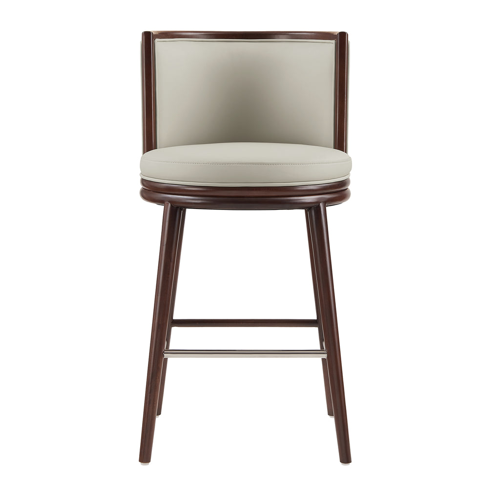 Manhattan Comfort Evalyn Modern Wood Upholstered Barstool in Stone