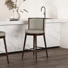 Manhattan Comfort Evalyn Modern Wood Upholstered Barstool in Stone