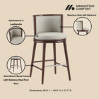 Manhattan Comfort Evalyn Modern Wood Upholstered Barstool in Stone