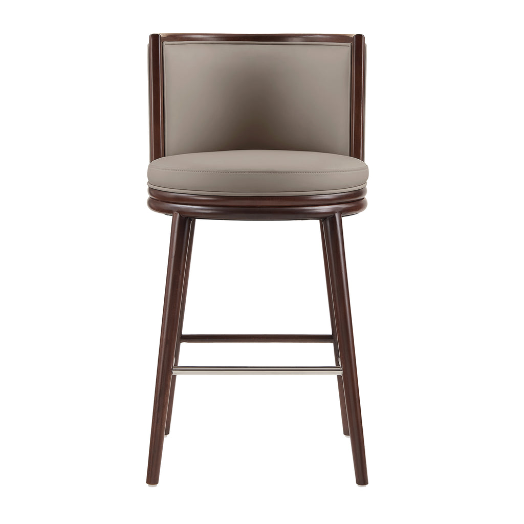 Manhattan Comfort Evalyn Modern Wood Upholstered Barstool in Taupe