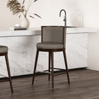Manhattan Comfort Evalyn Modern Wood Upholstered Barstool in Taupe