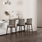 Manhattan Comfort Evalyn Modern Wood Upholstered Barstool in Taupe