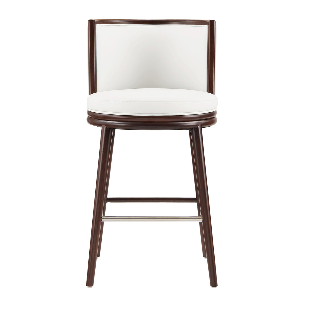 Manhattan Comfort Evalyn Modern Wood Upholstered Barstool in White