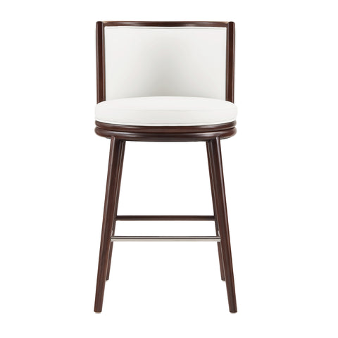 Manhattan Comfort Evalyn Modern Wood Upholstered Barstool in White
