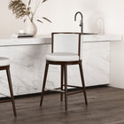 Manhattan Comfort Evalyn Modern Wood Upholstered Barstool in White