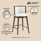 Manhattan Comfort Evalyn Modern Wood Upholstered Barstool in White