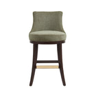 Manhattan Comfort Lucia Modern Chenille Wood Upholstered Barstool in Leaf Green
