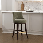 Manhattan Comfort Lucia Modern Chenille Wood Upholstered Barstool in Leaf Green