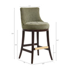 Manhattan Comfort Lucia Modern Chenille Wood Upholstered Barstool in Leaf Green
