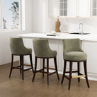 Manhattan Comfort Lucia Modern Chenille Wood Upholstered Barstool in Leaf Green