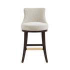 Manhattan Comfort Lucia Modern Chenille Wood Upholstered Barstool in Natural