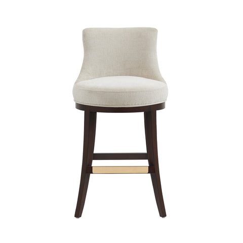Manhattan Comfort Lucia Modern Chenille Wood Upholstered Barstool in Natural