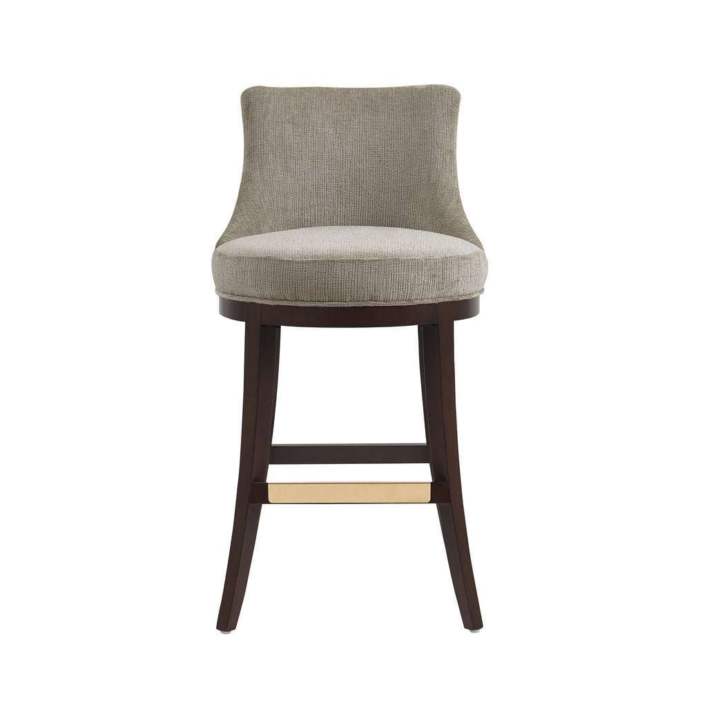 Manhattan Comfort Lucia Modern Chenille Wood Upholstered Barstool in Taupe