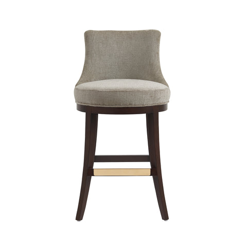 Manhattan Comfort Lucia Modern Chenille Wood Upholstered Barstool in Taupe