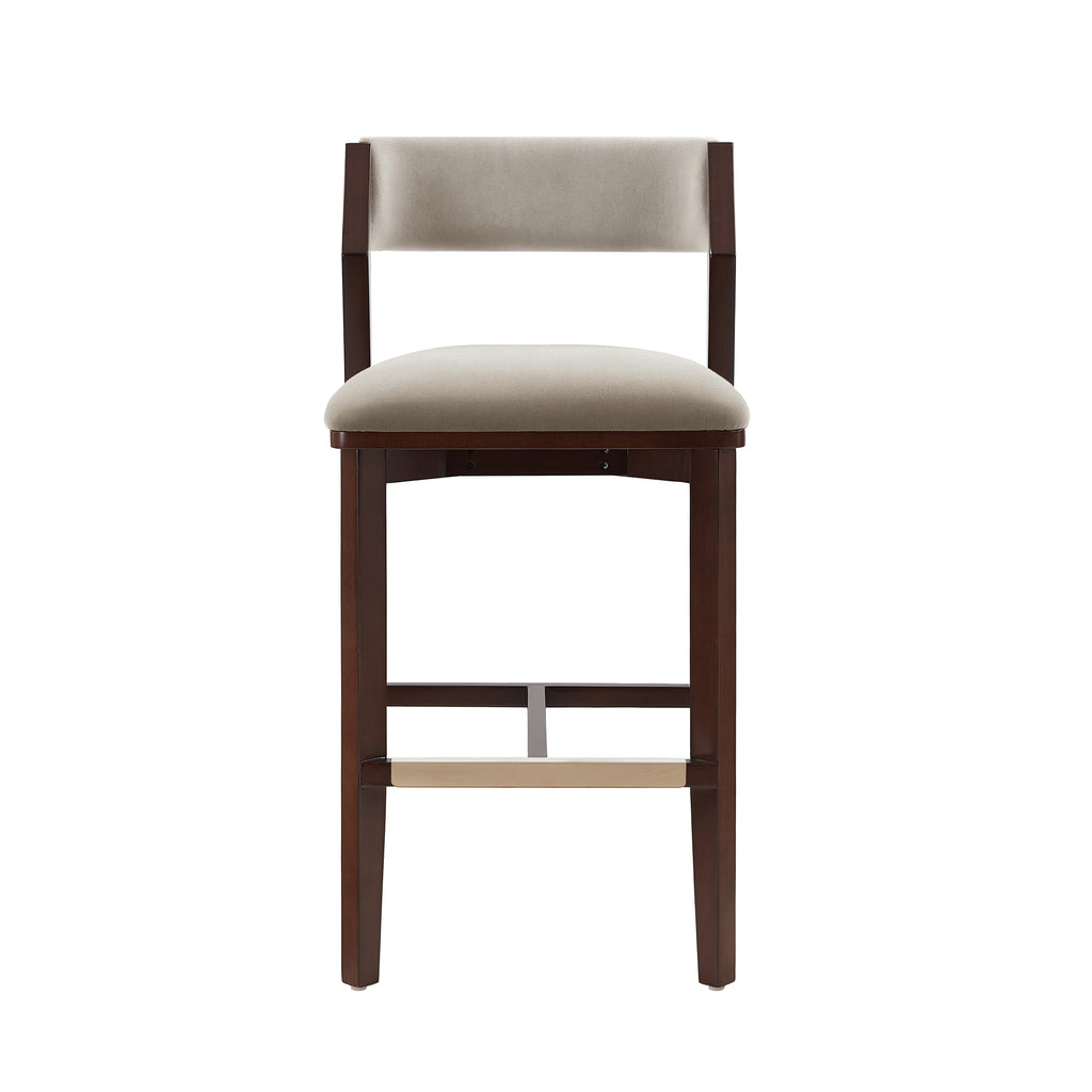 Manhattan Comfort Patricia Modern Wood Upholstered Barstool in Linen