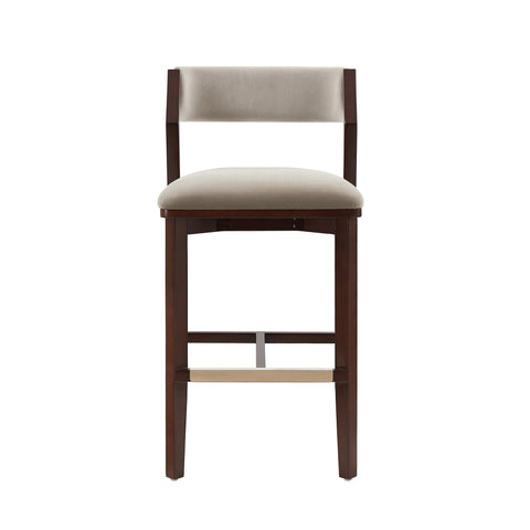 Manhattan Comfort Patricia Modern Wood Upholstered Barstool in Linen