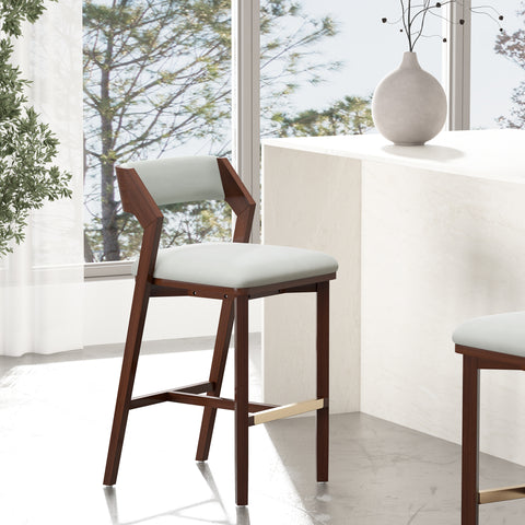 Manhattan Comfort Patricia Modern Wood Upholstered Barstool in White Glacier